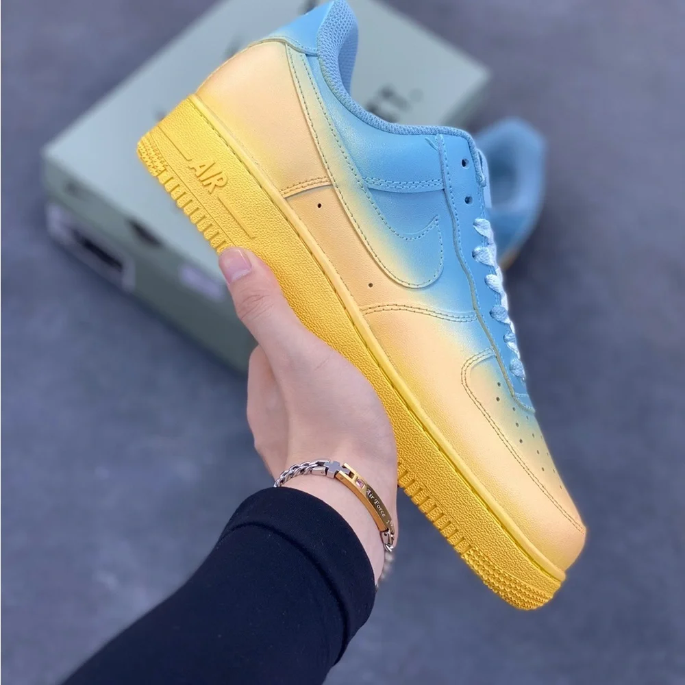 Nike Air Force 1 Low Pastel Blue to Yellow Fade